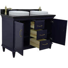 Load image into Gallery viewer, Bellaterra Home Vanity BellaTerra Home 49&quot; Double vanity in Blue finish with Black galaxy and round sink 400800-49D-BU-BGRD
