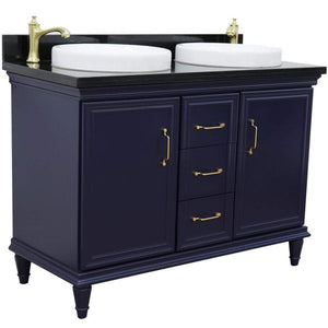 Bellaterra Home Vanity BellaTerra Home 49" Double vanity in Blue finish with Black galaxy and round sink 400800-49D-BU-BGRD