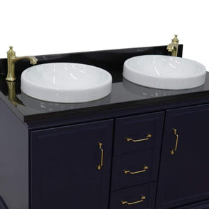 Bellaterra Home Vanity BellaTerra Home 49" Double vanity in Blue finish with Black galaxy and round sink 400800-49D-BU-BGRD