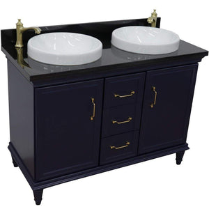 Bellaterra Home Vanity BellaTerra Home 49" Double vanity in Blue finish with Black galaxy and round sink 400800-49D-BU-BGRD