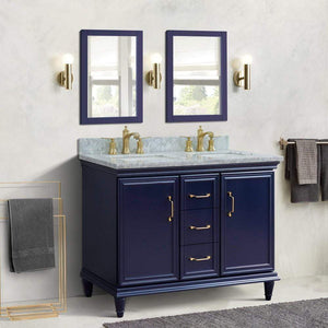 Bellaterra Home Vanity BellaTerra Home 49" Double vanity in Blue finish with White Carrara and rectangle sink 400800-49D-BU-WMR