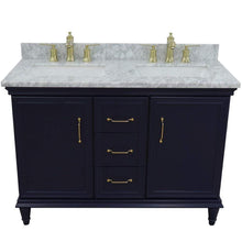 Load image into Gallery viewer, Bellaterra Home Vanity BellaTerra Home 49&quot; Double vanity in Blue finish with White Carrara and rectangle sink 400800-49D-BU-WMR