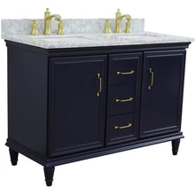 Load image into Gallery viewer, Bellaterra Home Vanity BellaTerra Home 49&quot; Double vanity in Blue finish with White Carrara and rectangle sink 400800-49D-BU-WMR