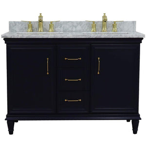 Bellaterra Home Vanity BellaTerra Home 49" Double vanity in Blue finish with White Carrara and rectangle sink 400800-49D-BU-WMR