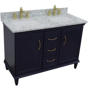 Bellaterra Home Vanity BellaTerra Home 49" Double vanity in Blue finish with White Carrara and rectangle sink 400800-49D-BU-WMR