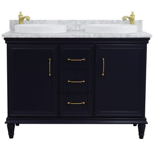 Bellaterra Home Vanity BellaTerra Home 49" Double vanity in Blue finish with White Carrara and round sink 400800-49D-BU-WMRD