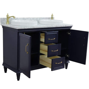 Bellaterra Home Vanity BellaTerra Home 49" Double vanity in Blue finish with White Carrara and round sink 400800-49D-BU-WMRD