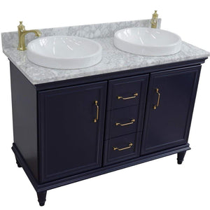 Bellaterra Home Vanity BellaTerra Home 49" Double vanity in Blue finish with White Carrara and round sink 400800-49D-BU-WMRD
