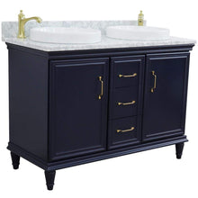 Load image into Gallery viewer, Bellaterra Home Vanity BellaTerra Home 49&quot; Double vanity in Blue finish with White Carrara and round sink 400800-49D-BU-WMRD