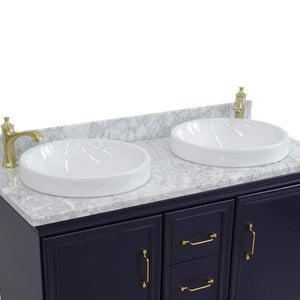 Bellaterra Home Vanity BellaTerra Home 49" Double vanity in Blue finish with White Carrara and round sink 400800-49D-BU-WMRD