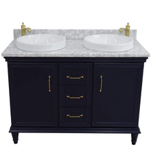 Load image into Gallery viewer, Bellaterra Home Vanity BellaTerra Home 49&quot; Double vanity in Blue finish with White Carrara and round sink 400800-49D-BU-WMRD