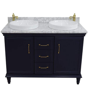 Bellaterra Home Vanity BellaTerra Home 49" Double vanity in Blue finish with White Carrara and round sink 400800-49D-BU-WMRD