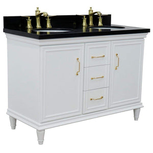 Bellaterra Home Vanity BellaTerra Home 49" Double vanity in White finish with Black galaxy and oval sink 400800-49D-WH-BGO
