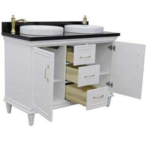 Bellaterra Home Vanity BellaTerra Home 49" Double vanity in White finish with Black galaxy and round sink 400800-49D-WH-BGRD