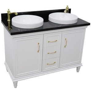 Bellaterra Home Vanity BellaTerra Home 49" Double vanity in White finish with Black galaxy and round sink 400800-49D-WH-BGRD