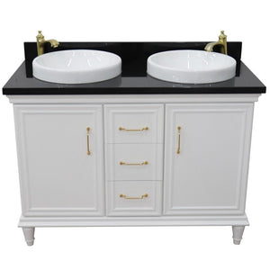 Bellaterra Home Vanity BellaTerra Home 49" Double vanity in White finish with Black galaxy and round sink 400800-49D-WH-BGRD
