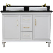 Load image into Gallery viewer, Bellaterra Home Vanity BellaTerra Home 49&quot; Double vanity in White finish with Black galaxy and round sink 400800-49D-WH-BGRD