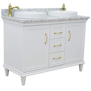 Bellaterra Home Vanity BellaTerra Home  49" Double vanity in White finish with White Carrara and round sink 400800-49D-WH-WMRD