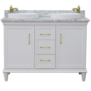 Bellaterra Home Vanity BellaTerra Home  49" Double vanity in White finish with White Carrara and round sink 400800-49D-WH-WMRD