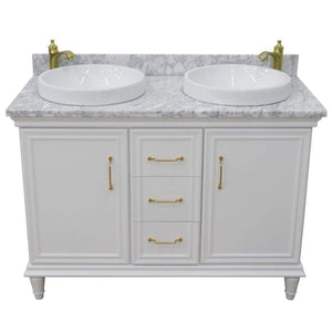 Bellaterra Home Vanity BellaTerra Home  49" Double vanity in White finish with White Carrara and round sink 400800-49D-WH-WMRD