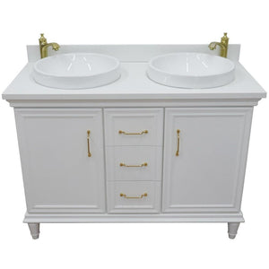 Bellaterra Home Vanity BellaTerra Home 49" Double vanity in White finish with White quartz and round sink  400800-49D-WH-WERD
