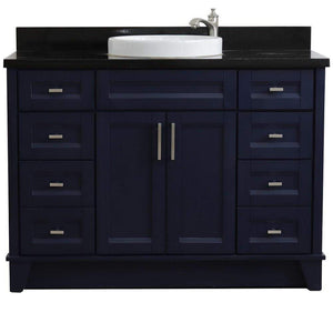Bellaterra Home Vanity BellaTerra Home 49" Single sink vanity in Blue finish with Black galaxy granite and round sink 400700-49S-BU-BGRD