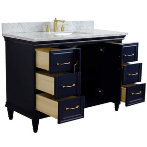 Bellaterra Home Vanity BellaTerra Home 49" Single sink vanity in Blue finish with White carrara marble and rectangle sink 400800-49S-BU-WMR