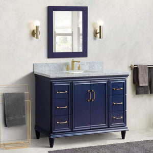 Bellaterra Home Vanity BellaTerra Home 49" Single sink vanity in Blue finish with White carrara marble and rectangle sink 400800-49S-BU-WMR