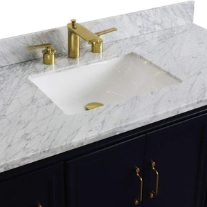 Bellaterra Home Vanity BellaTerra Home 49" Single sink vanity in Blue finish with White carrara marble and rectangle sink 400800-49S-BU-WMR