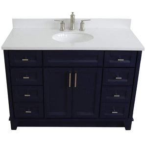 Bellaterra Home Vanity BellaTerra Home 49" Single sink vanity in Blue finish with White quartz and and oval sink 400700-49S-BU-WEO