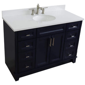 Bellaterra Home Vanity BellaTerra Home 49" Single sink vanity in Blue finish with White quartz and and oval sink 400700-49S-BU-WEO