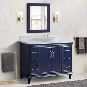 Bellaterra Home Vanity BellaTerra Home 49" Single sink vanity in Blue finish with White quartz and round sink 400800-49S-BU-WERD