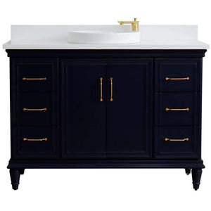 Bellaterra Home Vanity BellaTerra Home 49" Single sink vanity in Blue finish with White quartz and round sink 400800-49S-BU-WERD