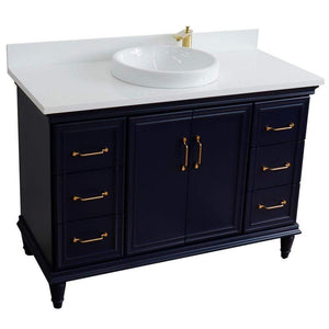 Bellaterra Home Vanity BellaTerra Home 49" Single sink vanity in Blue finish with White quartz and round sink 400800-49S-BU-WERD