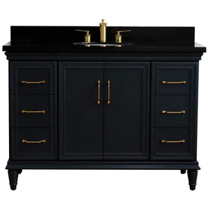 Bellaterra Home Vanity BellaTerra Home 49" Single sink vanity in Dark Gray finish with Black galaxy granite and and oval sink 400800-49S-DG-BGO