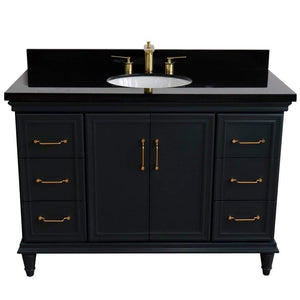 Bellaterra Home Vanity BellaTerra Home 49" Single sink vanity in Dark Gray finish with Black galaxy granite and and oval sink 400800-49S-DG-BGO