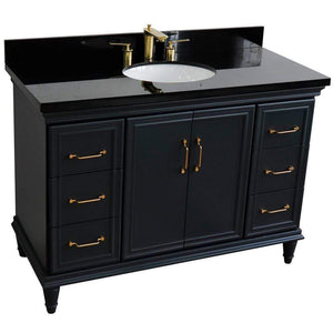 Bellaterra Home Vanity BellaTerra Home 49" Single sink vanity in Dark Gray finish with Black galaxy granite and and oval sink 400800-49S-DG-BGO