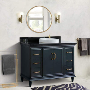 Bellaterra Home Vanity BellaTerra Home 49" Single sink vanity in Dark Gray finish with Black galaxy granite and round sink 400800-49S-DG-BGRD
