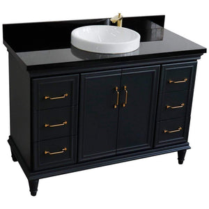 Bellaterra Home Vanity BellaTerra Home 49" Single sink vanity in Dark Gray finish with Black galaxy granite and round sink 400800-49S-DG-BGRD