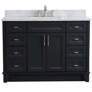 Bellaterra Home Vanity BellaTerra Home 49" Single sink vanity in Dark Gray finish with White carrara marble and rectangle sink 400700-49S-DG-WMR
