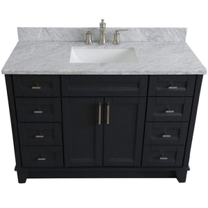 Bellaterra Home Vanity BellaTerra Home 49" Single sink vanity in Dark Gray finish with White carrara marble and rectangle sink 400700-49S-DG-WMR