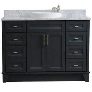Bellaterra Home Vanity BellaTerra Home 49" Single sink vanity in Dark Gray finish with White carrara marble and round sink 400700-49S-DG-WMRD