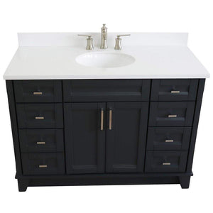 Bellaterra Home Vanity BellaTerra Home 49" Single sink vanity in Dark Gray finish with White quartz and and oval sink 400700-49S-DG-WEO