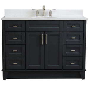 Bellaterra Home Vanity BellaTerra Home 49" Single sink vanity in Dark Gray finish with White quartz and and oval sink 400700-49S-DG-WEO