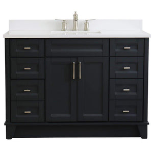 Bellaterra Home Vanity BellaTerra Home 49" Single sink vanity in Dark Gray finish with White quartz and rectangle sink 400700-49S-DG-WER
