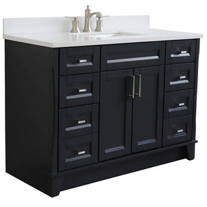 Bellaterra Home Vanity BellaTerra Home 49" Single sink vanity in Dark Gray finish with White quartz and rectangle sink 400700-49S-DG-WER