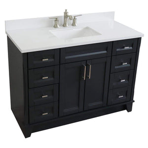 Bellaterra Home Vanity BellaTerra Home 49" Single sink vanity in Dark Gray finish with White quartz and rectangle sink 400700-49S-DG-WER