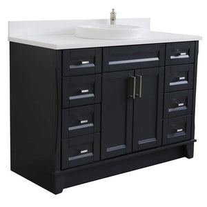 Bellaterra Home Vanity BellaTerra Home 49" Single sink vanity in Dark Gray finish with White quartz and round sink 400700-49S-DG-WERD