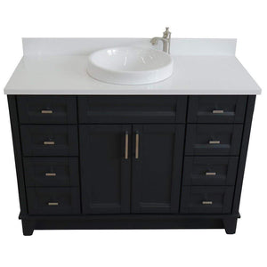 Bellaterra Home Vanity BellaTerra Home 49" Single sink vanity in Dark Gray finish with White quartz and round sink 400700-49S-DG-WERD
