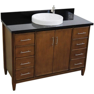 Bellaterra Home Vanity BellaTerra Home 49" Single sink vanity in Walnut finish with Black galaxy granite and round sink 400901-49S-WA-BGRD